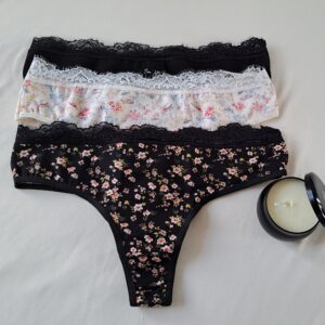 Colaless algodón y lycra estampado con puntilla. Pack x3